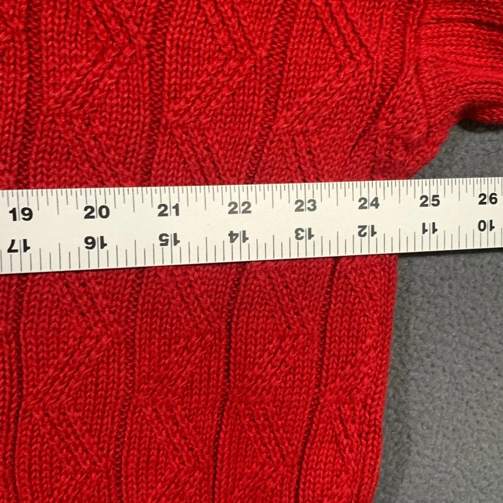 Towncraft Sweater Mens XXL Red Cable Knit Ramie Cotton Pullover Vintage 90s Crew